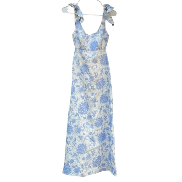 ZIMMERMANN | Postcard Tie Shoulder Midi Dress| Blue Tonal Florall - Picture 7 of 11
